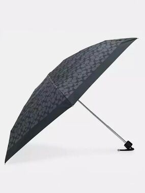 Coach UV Protection Mini Umbrella Signature Print in Graphite NWT